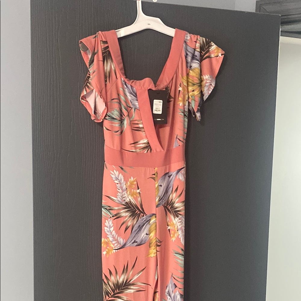 Fashion Nova Pink Ruffled Maxi Sundress
